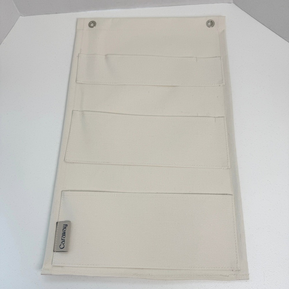 Caraway Canvas 3 Lid Holder Cream -Fits 1 Small, 1 Medium, 1 Large Lid  No hooks